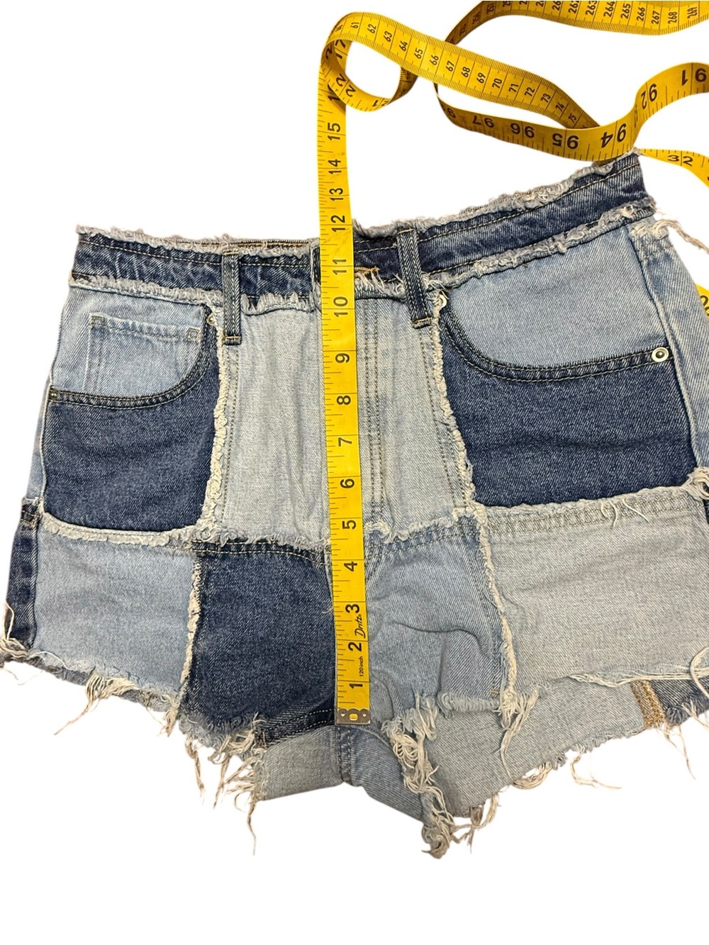 Wild Fable Highest Rise Frayed Patchwork Denim Shorts Size 4 - Picture 10 of 12
